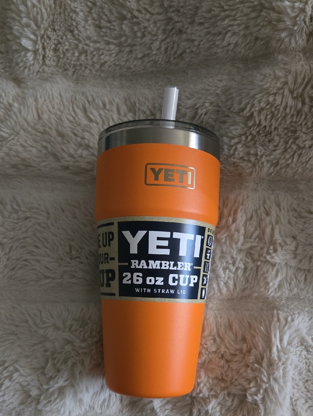 Yeti Rambler 26 oz Cup King Crab Orange with Straw Lid